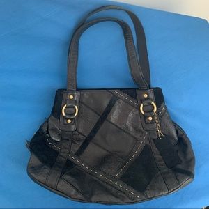 Black leather 3-compartment purse